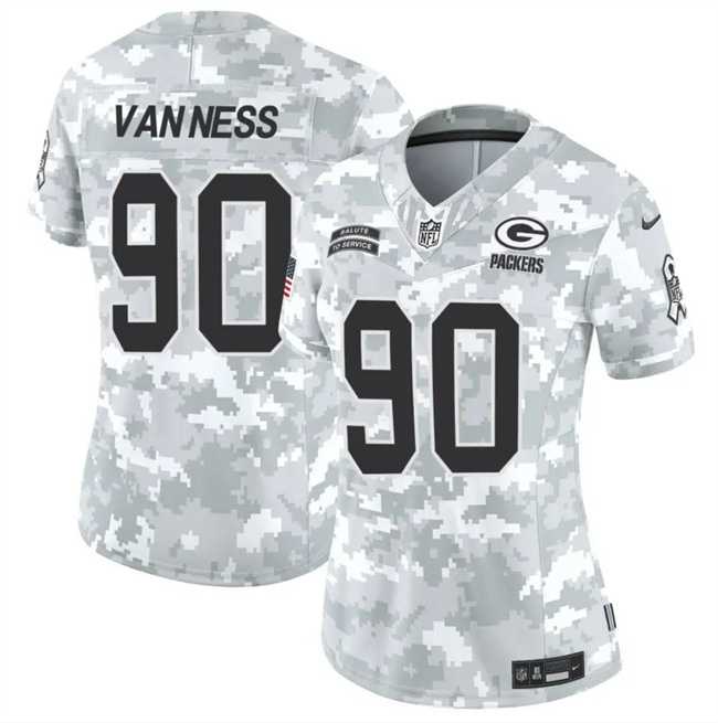 Womens Green Bay Packers #90 Lukas Van Ness 2024 F.U.S.E Arctic Camo Salute To Service Limited Stitched Jersey Dzhi